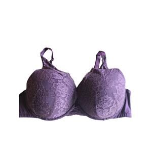 Torrid Curve Bra 44DD‎ Womens Purple Lacey Full Coverage Underwired Plus Size